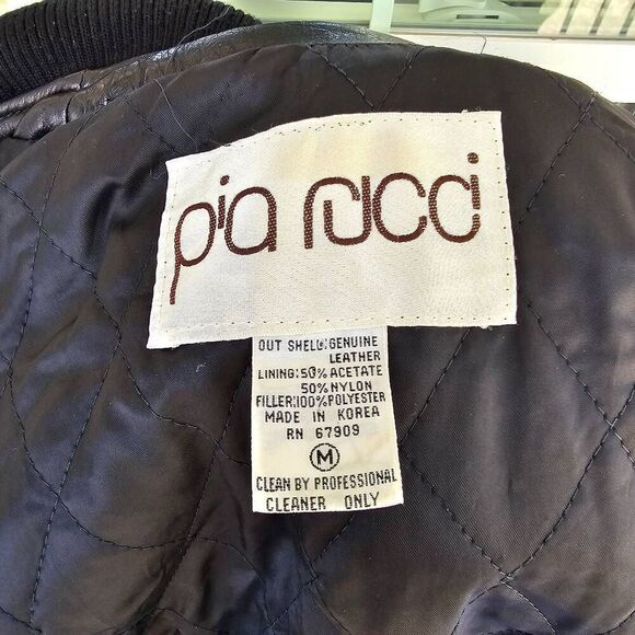 Vintage Pia Ricci Leather Bomber Jacket Black Men’s Medium Korea 80s 90s - Picture 8 of 8